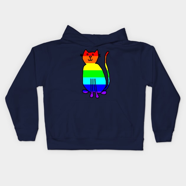 Cat Rainbow Kids Hoodie by ellenhenryart